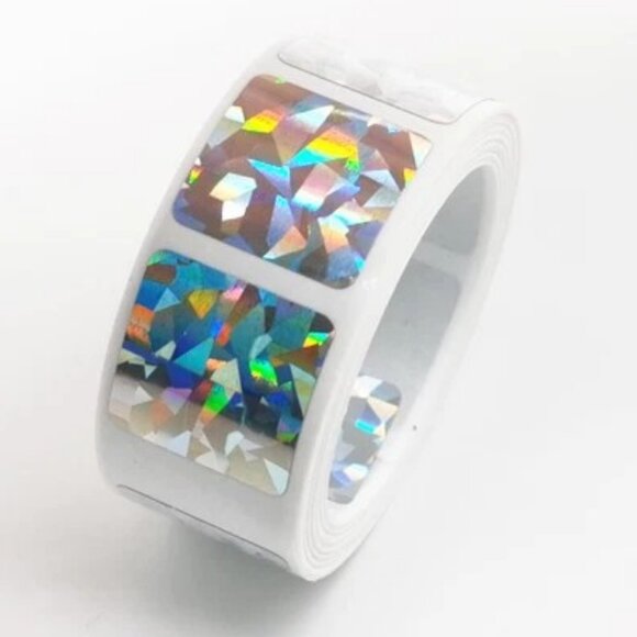 Scratch Off Stickers 20x20mm Hologram Square - Picture 1 of 1